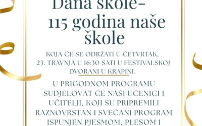 Obavijest za roditelje – Dan škole 2026. (115 godina škole)